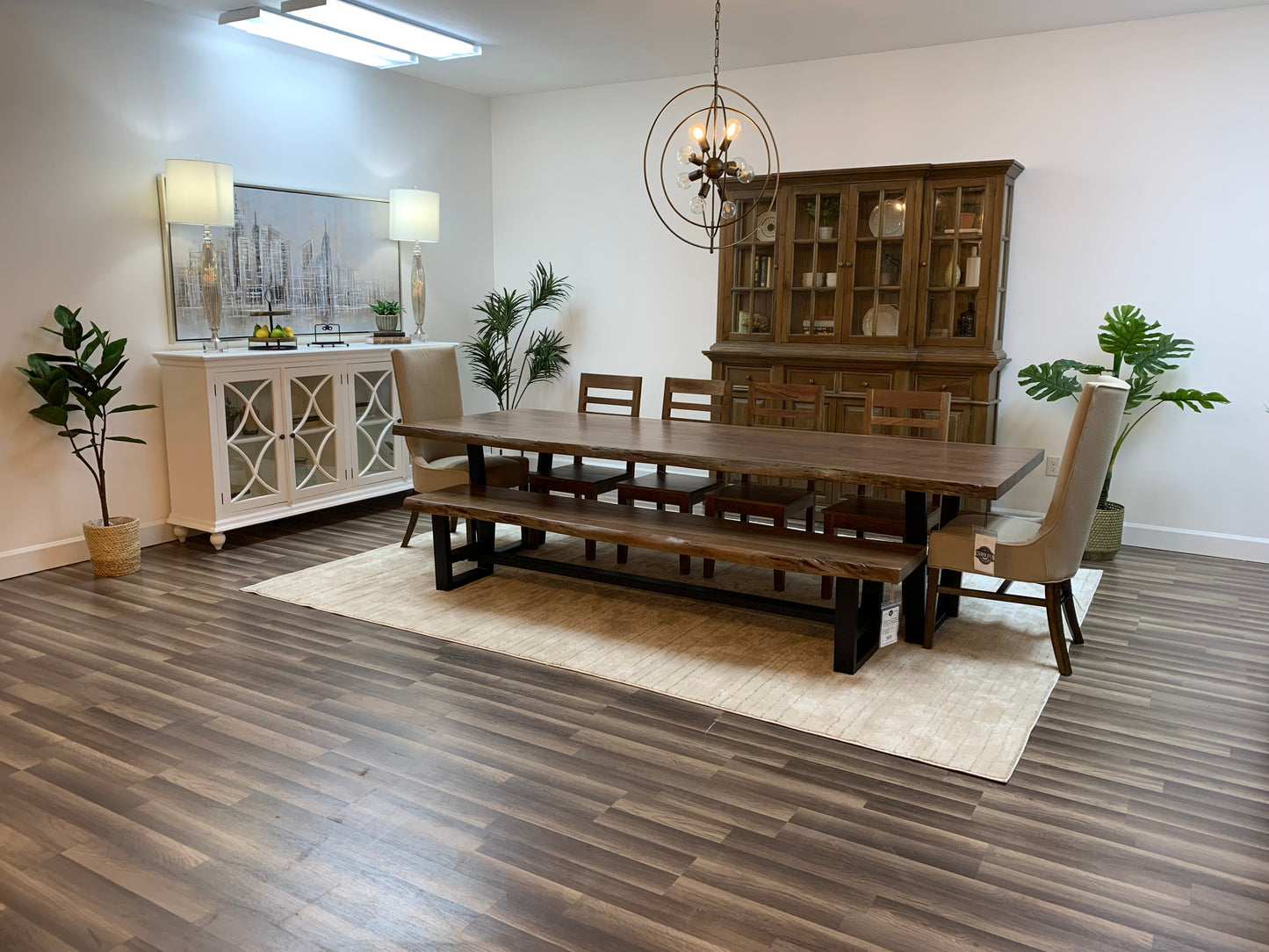 Malcolm Acacia 120" Live Edge Dining Table - Natural + Gray