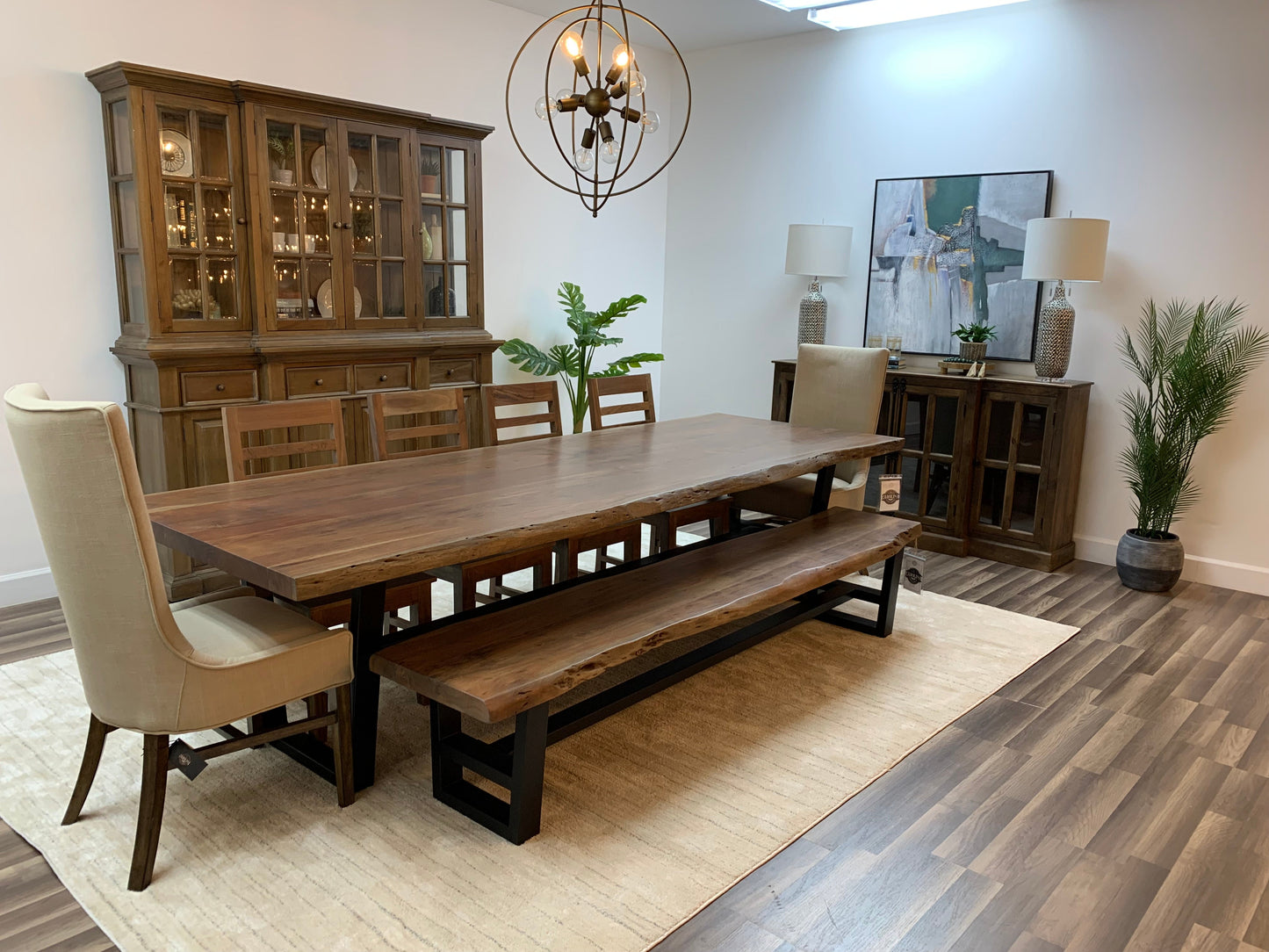 Malcolm Acacia 120" Live Edge Dining Table - Natural + Gray