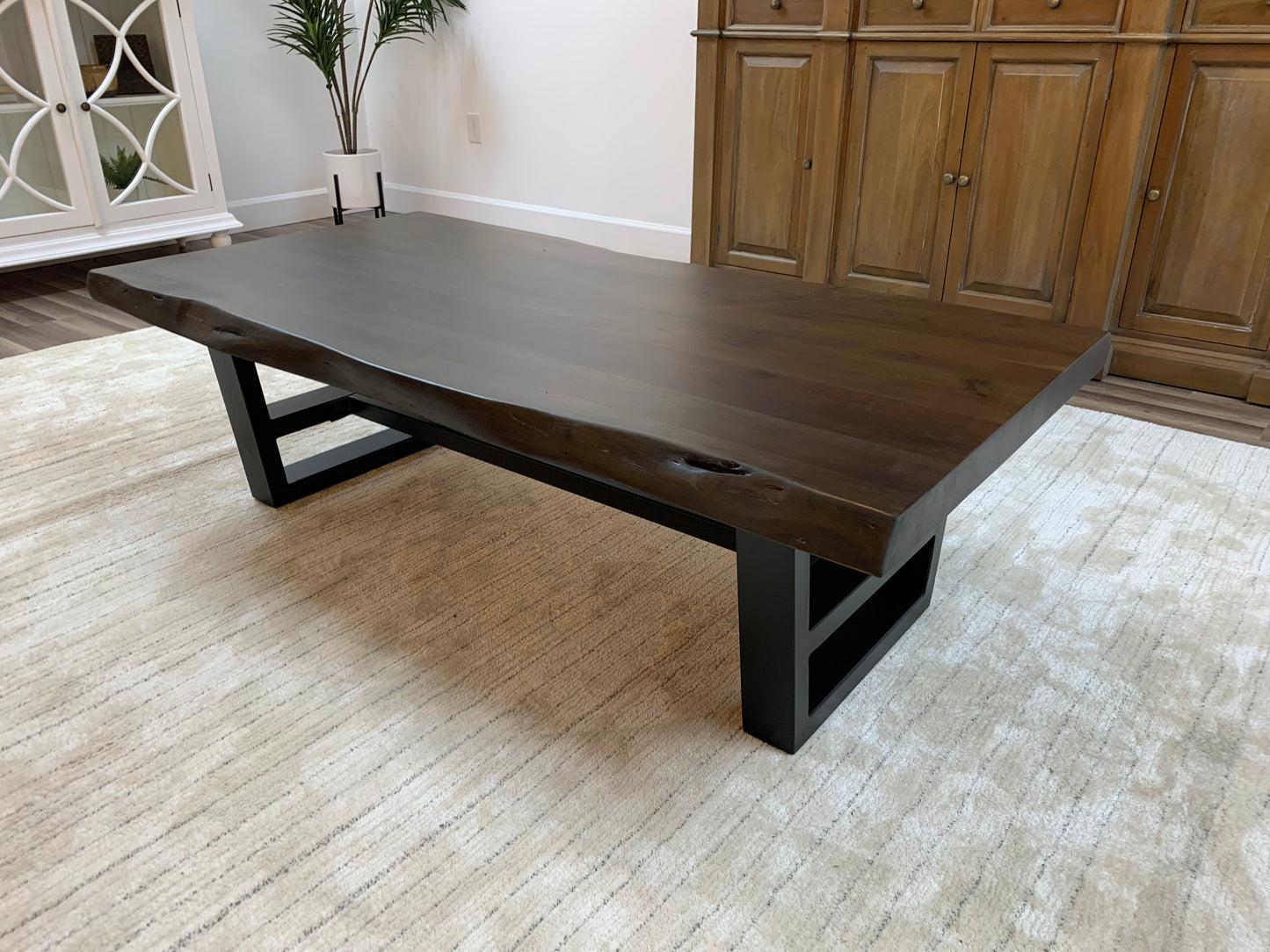 Malcolm Acacia 60" Live Edge Coffee Table - Natural + Black