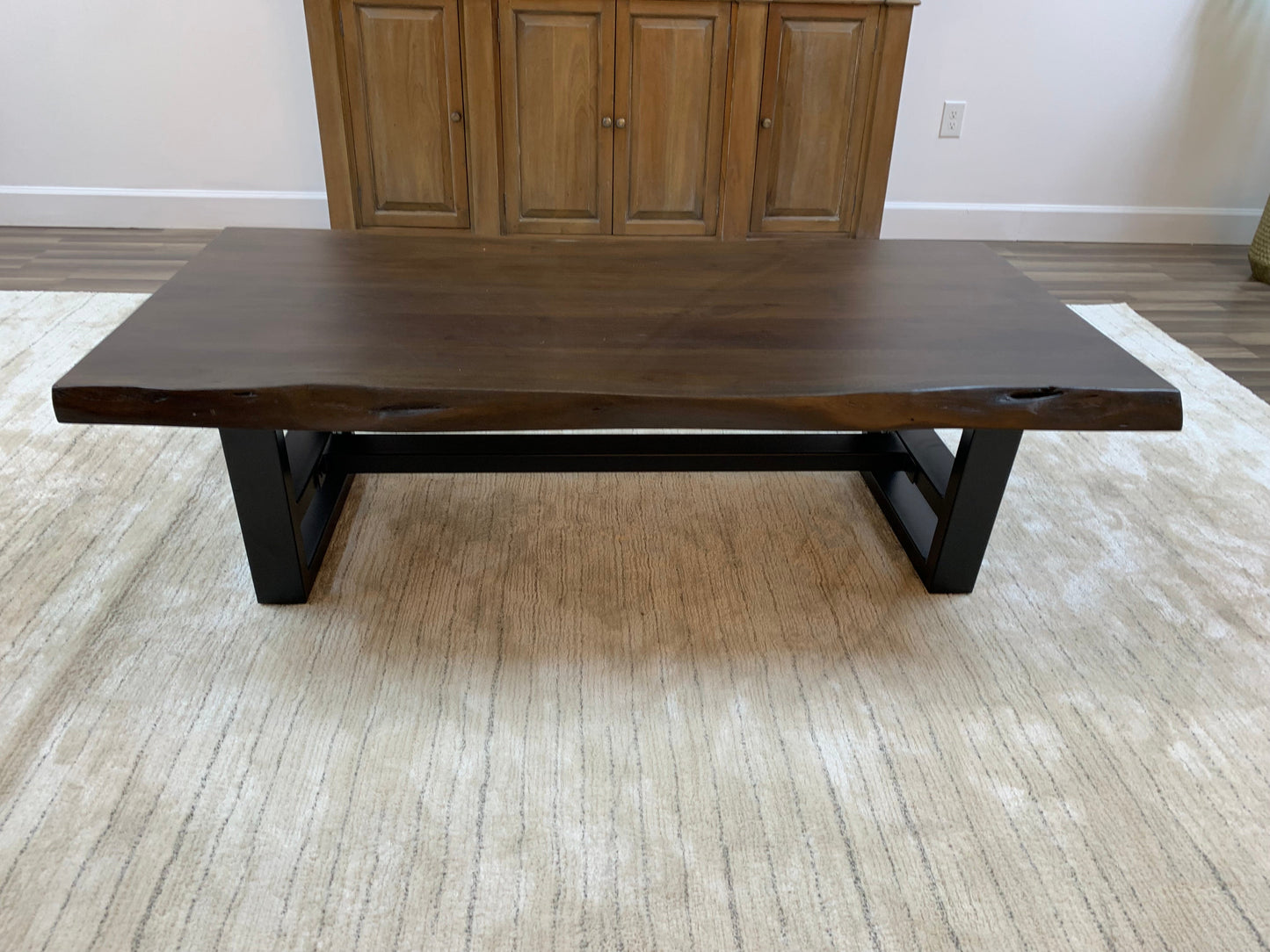 Malcolm Acacia 60" Live Edge Coffee Table - Natural + Black