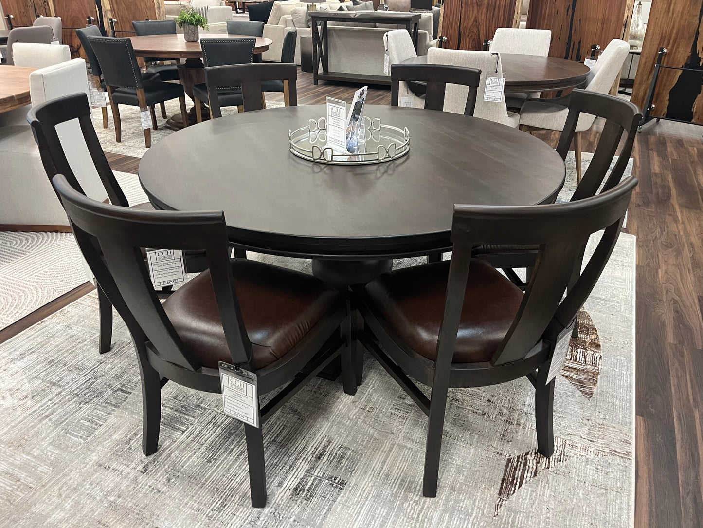 Weston 60" Acacia Round Dining Table - Natural + Black