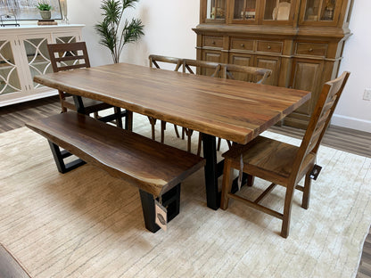 Malcolm Acacia 84" Live Edge Dining Table - Natural + Gray