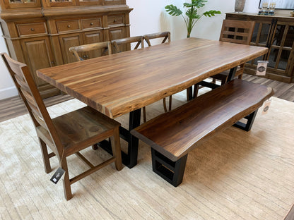 Malcolm Acacia 84" Live Edge Dining Table - Natural + Gray