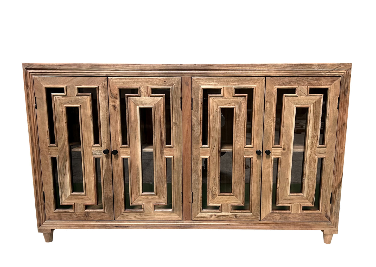 Dominic 71" Acacia 4 Door Glass Front Sideboard - Natural