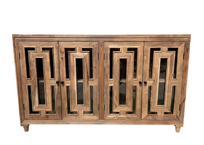 Dominic 71" Acacia 4 Door Glass Front Sideboard - Natural