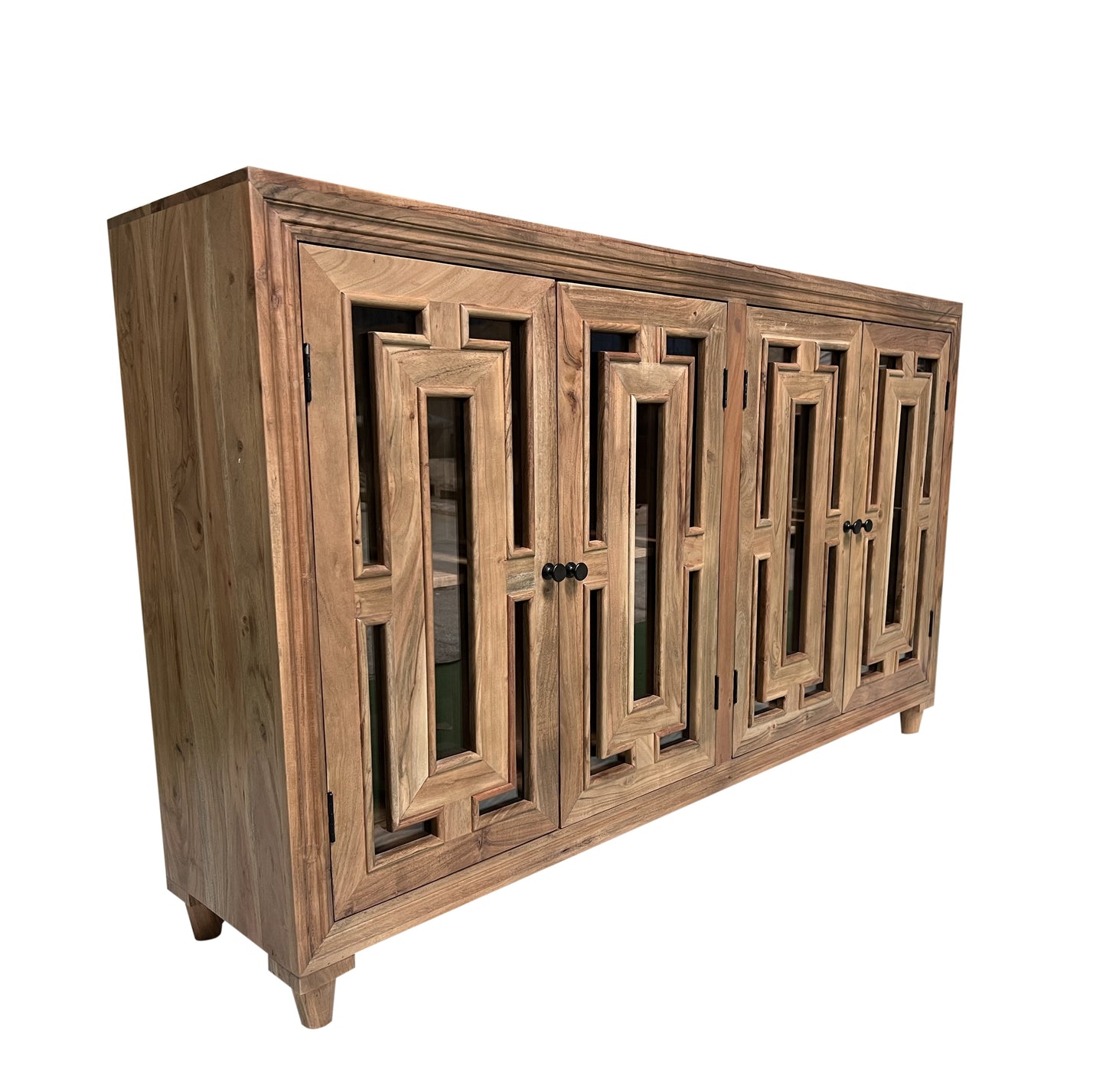 Dominic 71" Acacia 4 Door Glass Front Sideboard - Natural