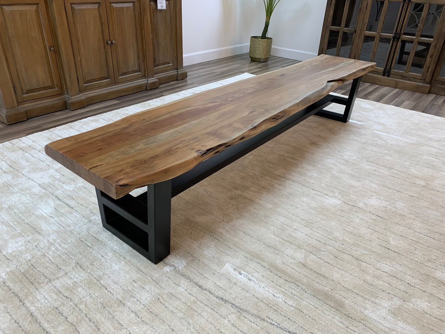 Malcolm 96" Acacia Live Edge Dining Bench - Natural