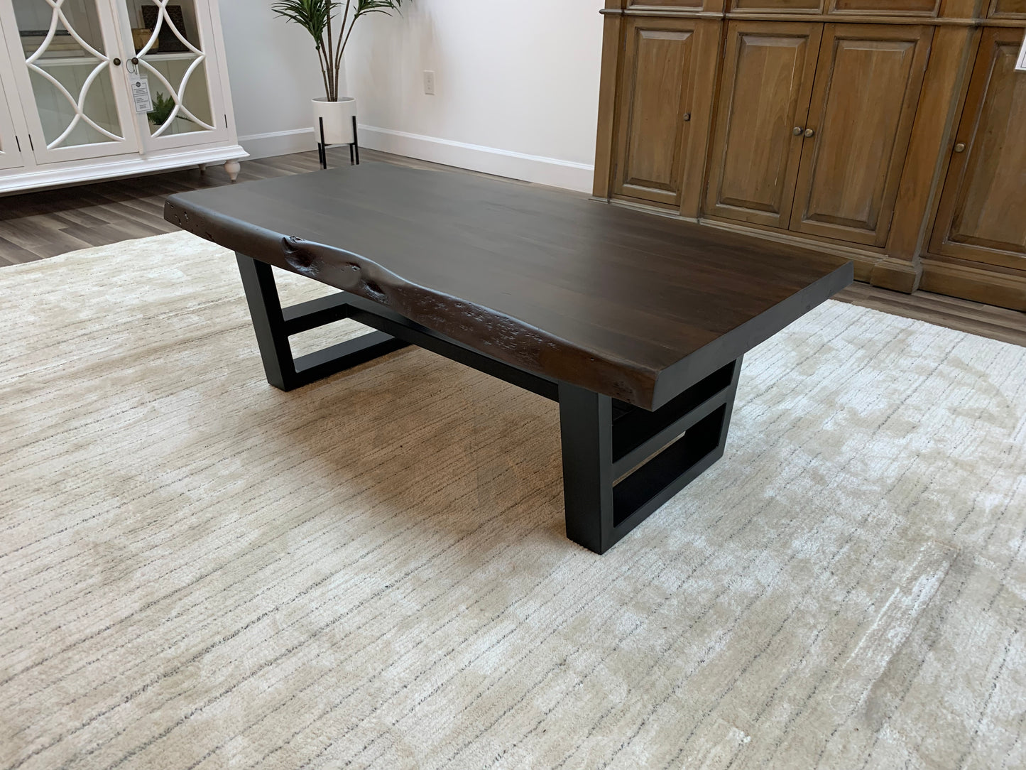 Malcolm Acacia 52" Live Edge Coffee Table - Natural + Black