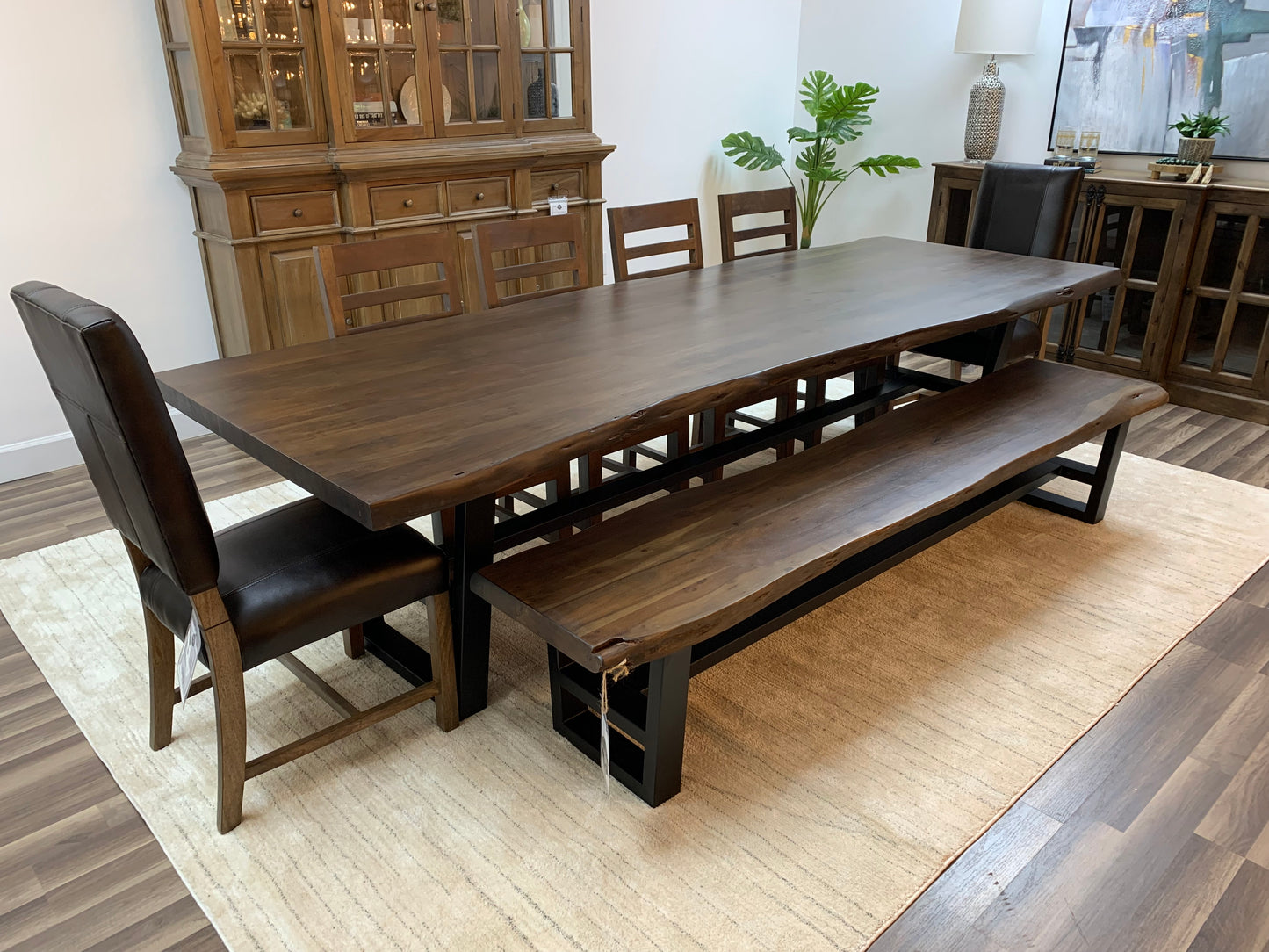 Malcolm Acacia 120" Live Edge Dining Table - Natural + Black