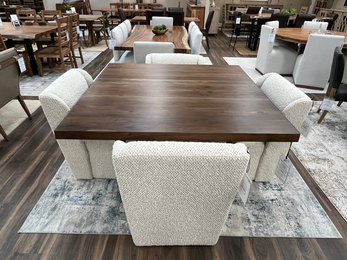Maxwell Acacia 54" Square Dining Table - Natural + Smoke BASE