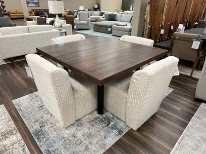 Maxwell Acacia 54" Square Dining Table - Natural + Smoke BASE