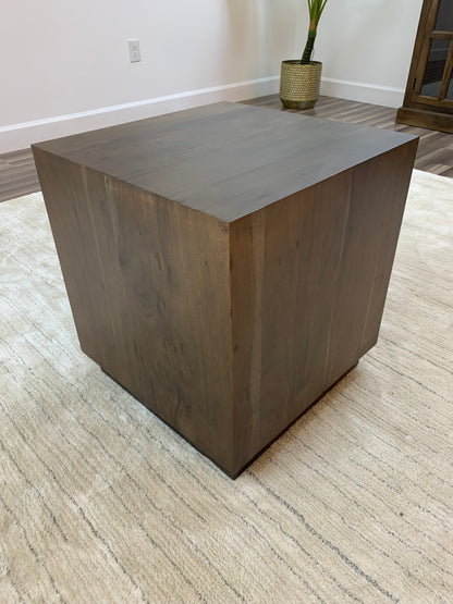 Malcolm Acacia 20" Square End Table - Natural + Smoke