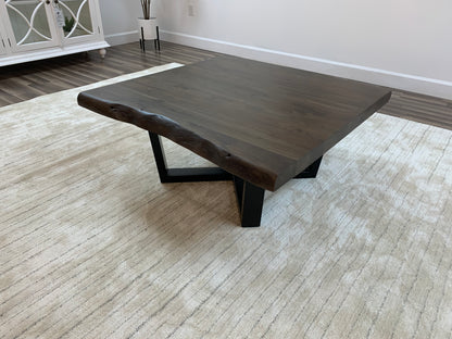 Malcolm Acacia 40" Square Live Edge Coffee Table - Natural + Smoke