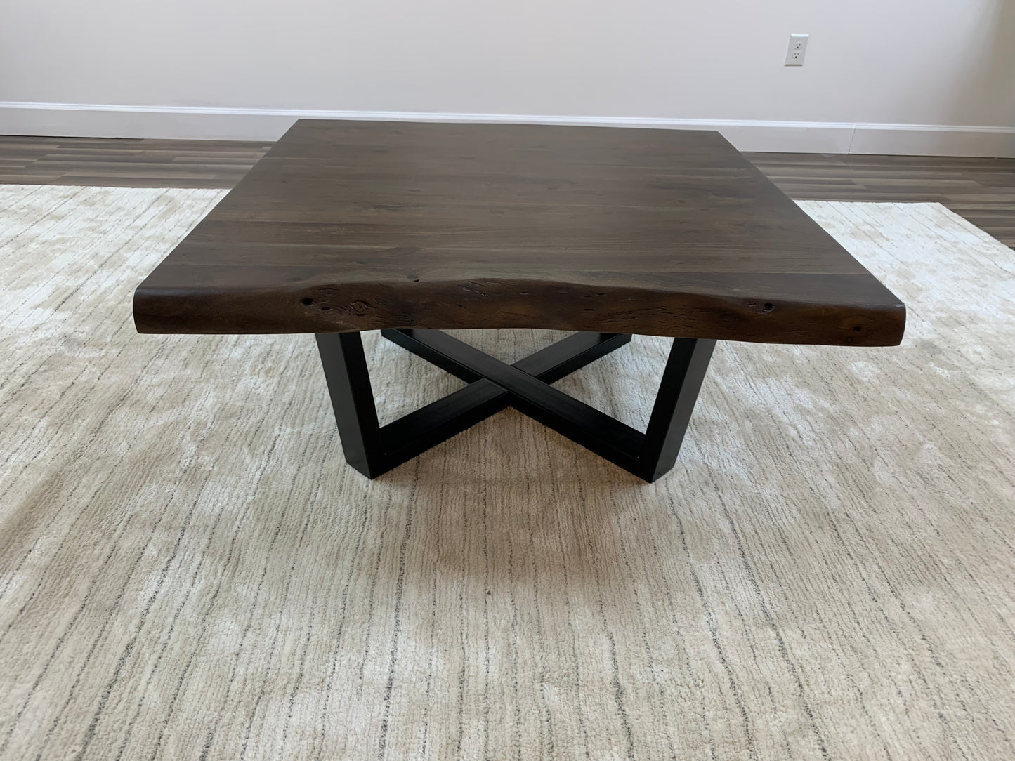 Malcolm Acacia 40" Square Live Edge Coffee Table - Natural + Smoke