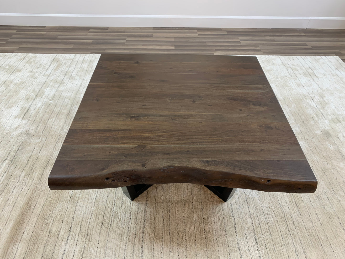 Malcolm Acacia 40" Square Live Edge Coffee Table - Natural + Smoke