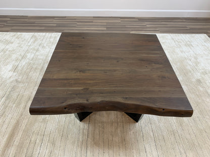 Malcolm Acacia 40" Square Live Edge Coffee Table - Natural + Smoke