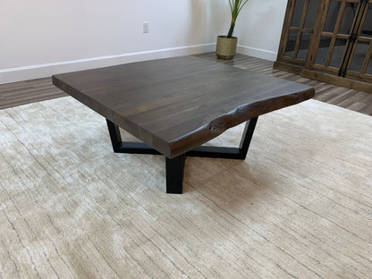 Malcolm Acacia 40" Square Live Edge Coffee Table - Natural + Smoke