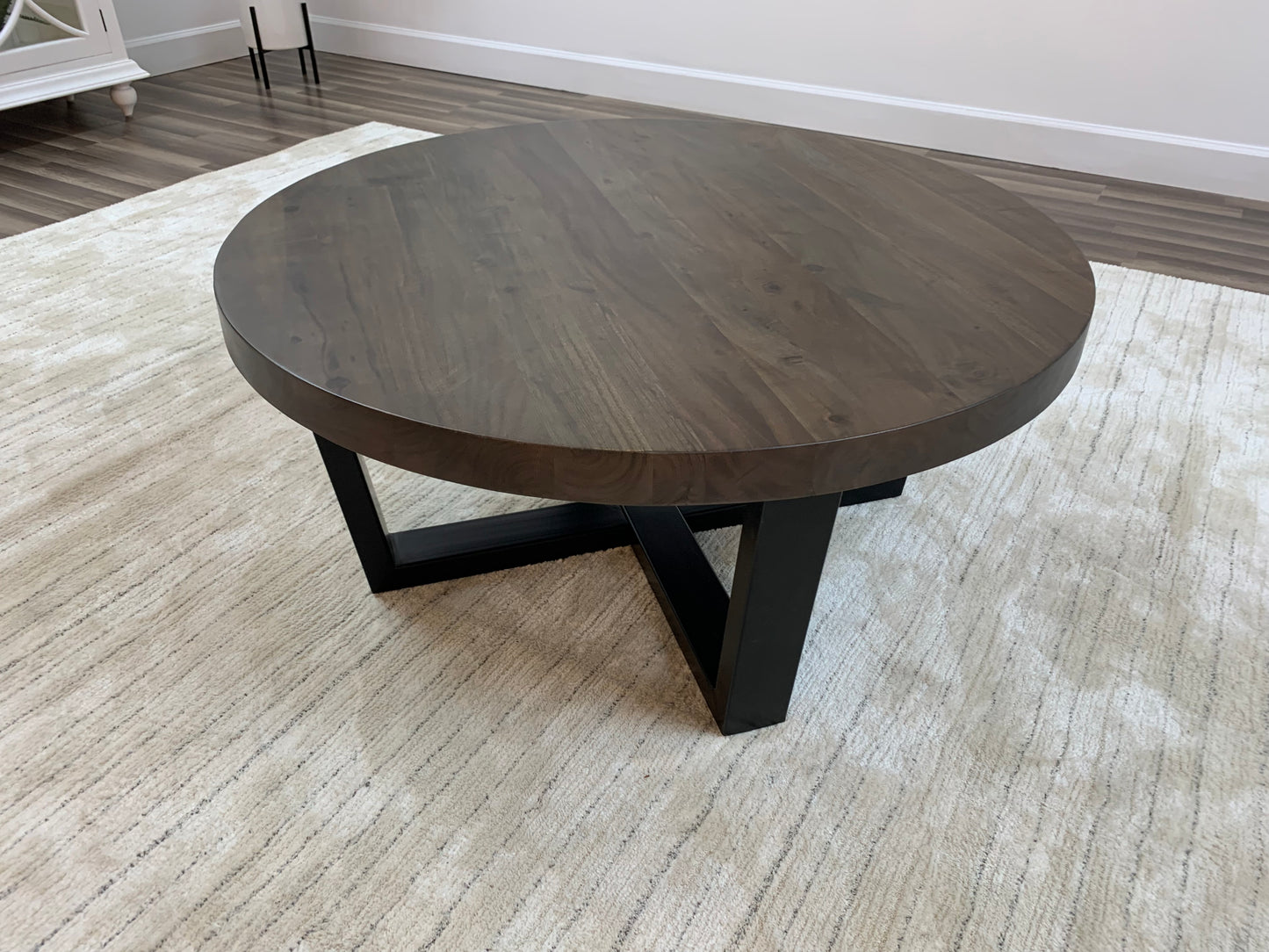 Malcolm Acacia 40" Round Coffee Table - Natural + Smoke