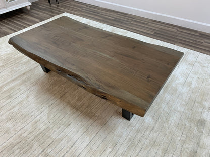 Malcolm Acacia 60" Live Edge Coffee Table - Natural + Smoke