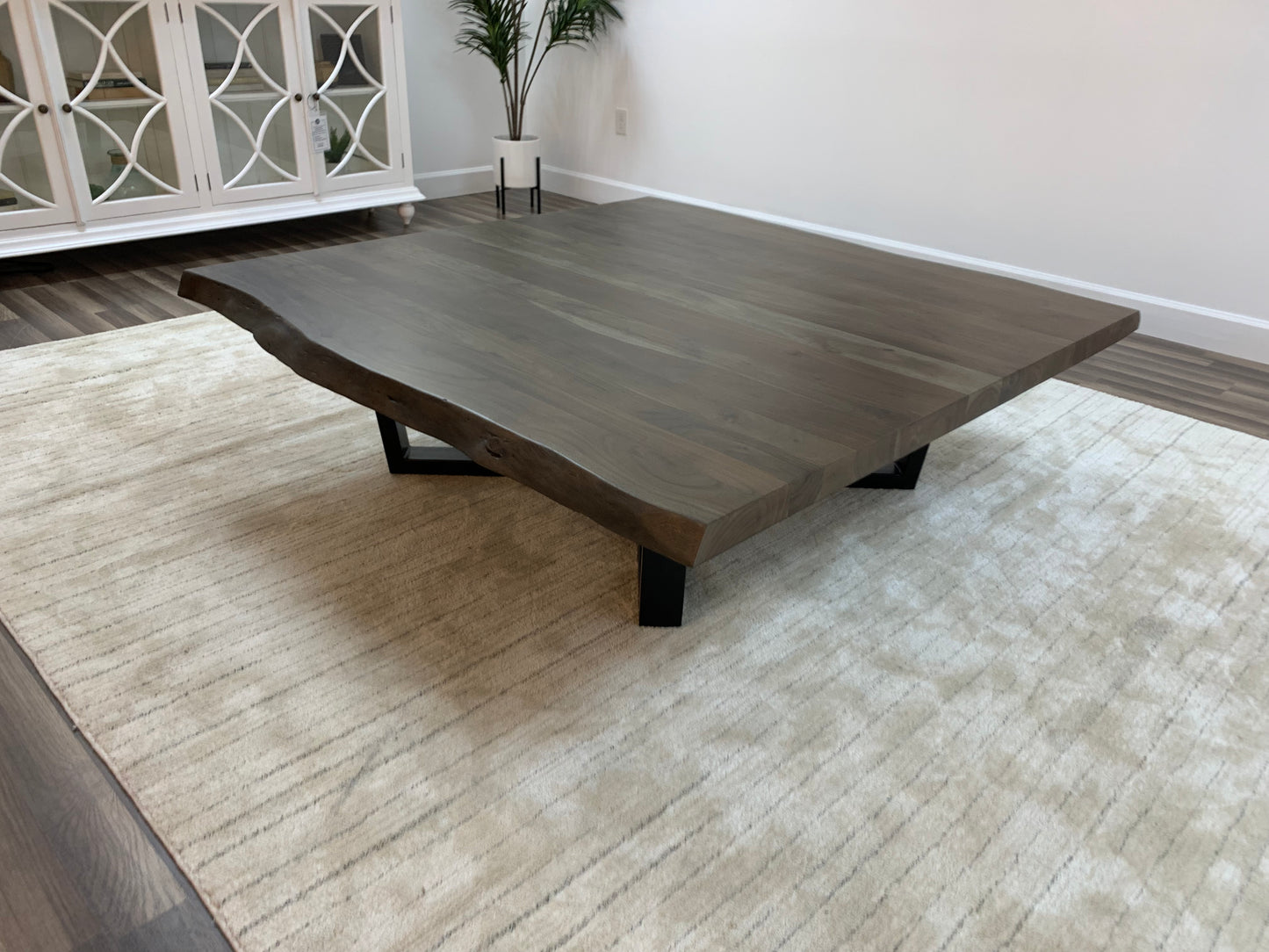 Malcolm Acacia 60" Square Live Edge Coffee Table - Natural + Smoke