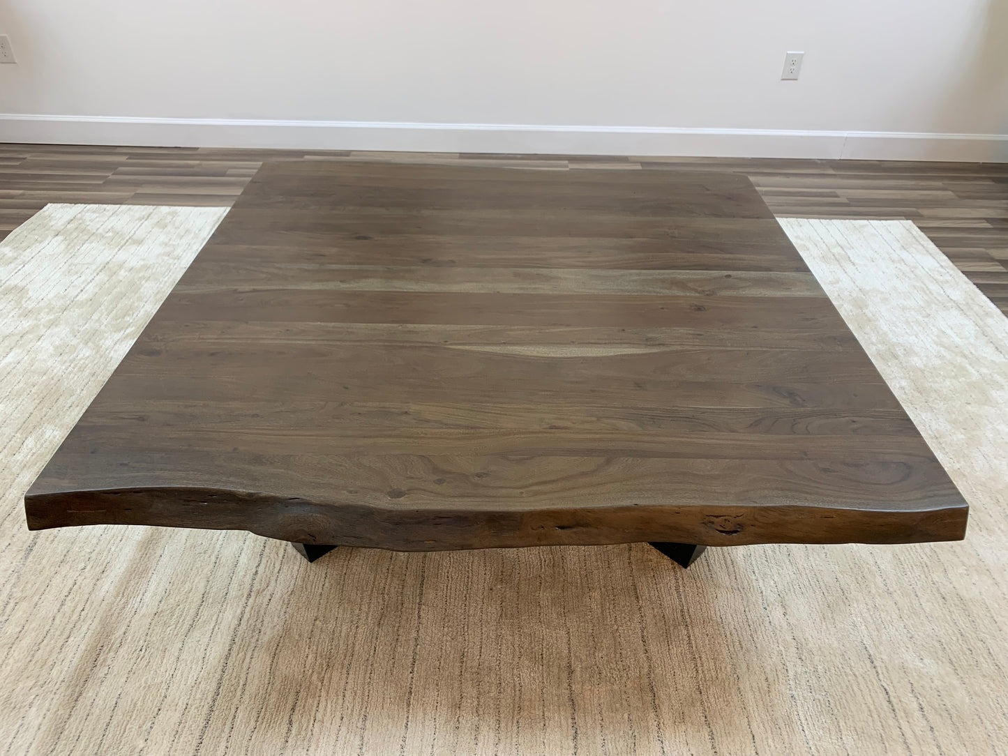 Malcolm Acacia 60" Square Live Edge Coffee Table - Natural + Smoke