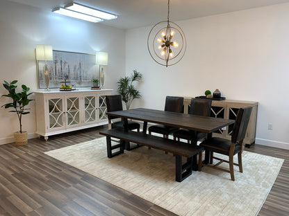 Wallace 84" Oak Dining Table - Sandblasted Black