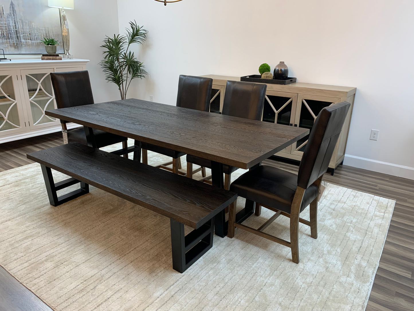 Wallace 84" Oak Dining Table - Sandblasted Black