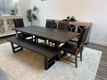 Wallace 84" Oak Dining Table - Sandblasted Black
