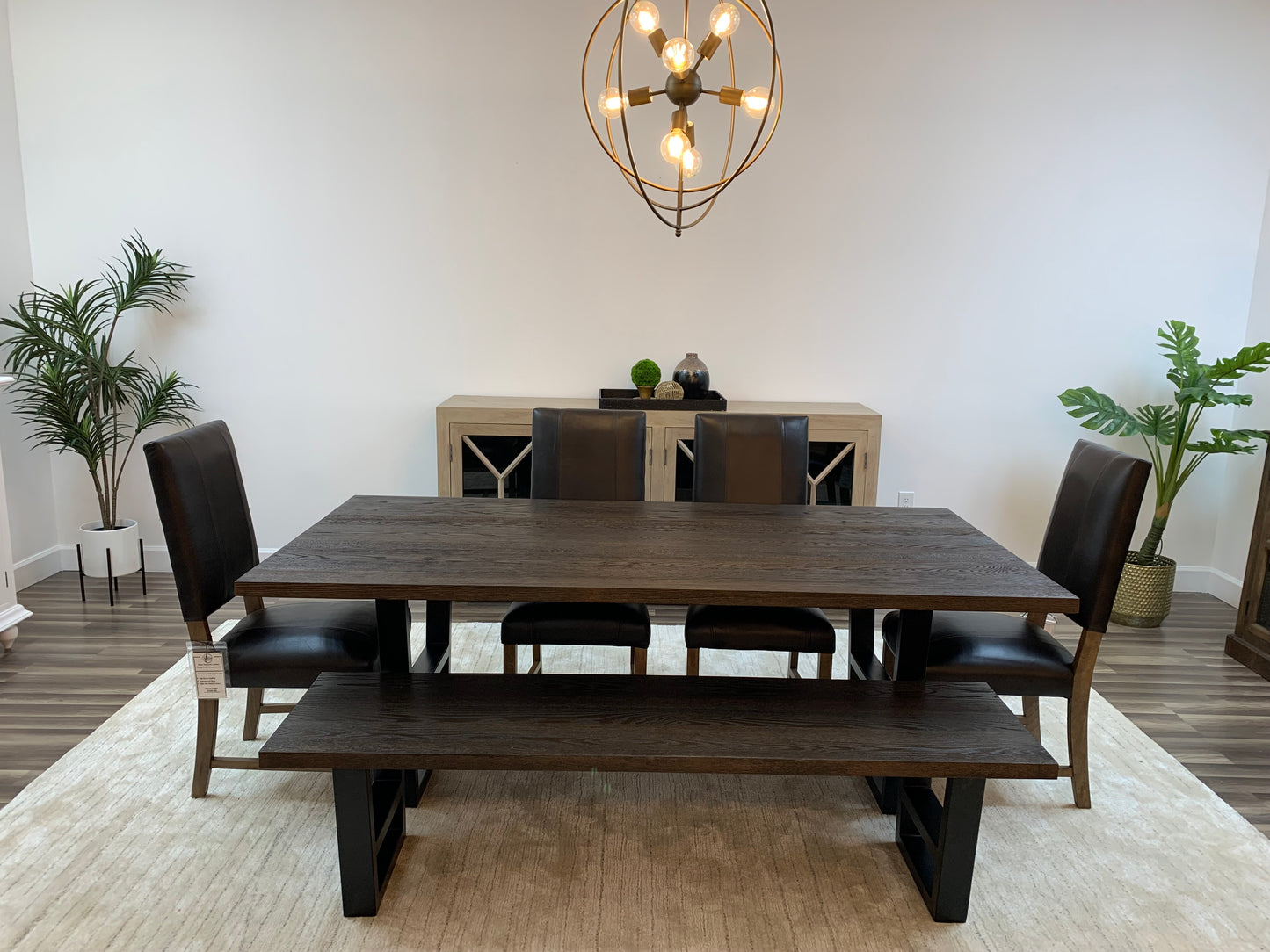 Wallace 84" Oak Dining Table - Sandblasted Black