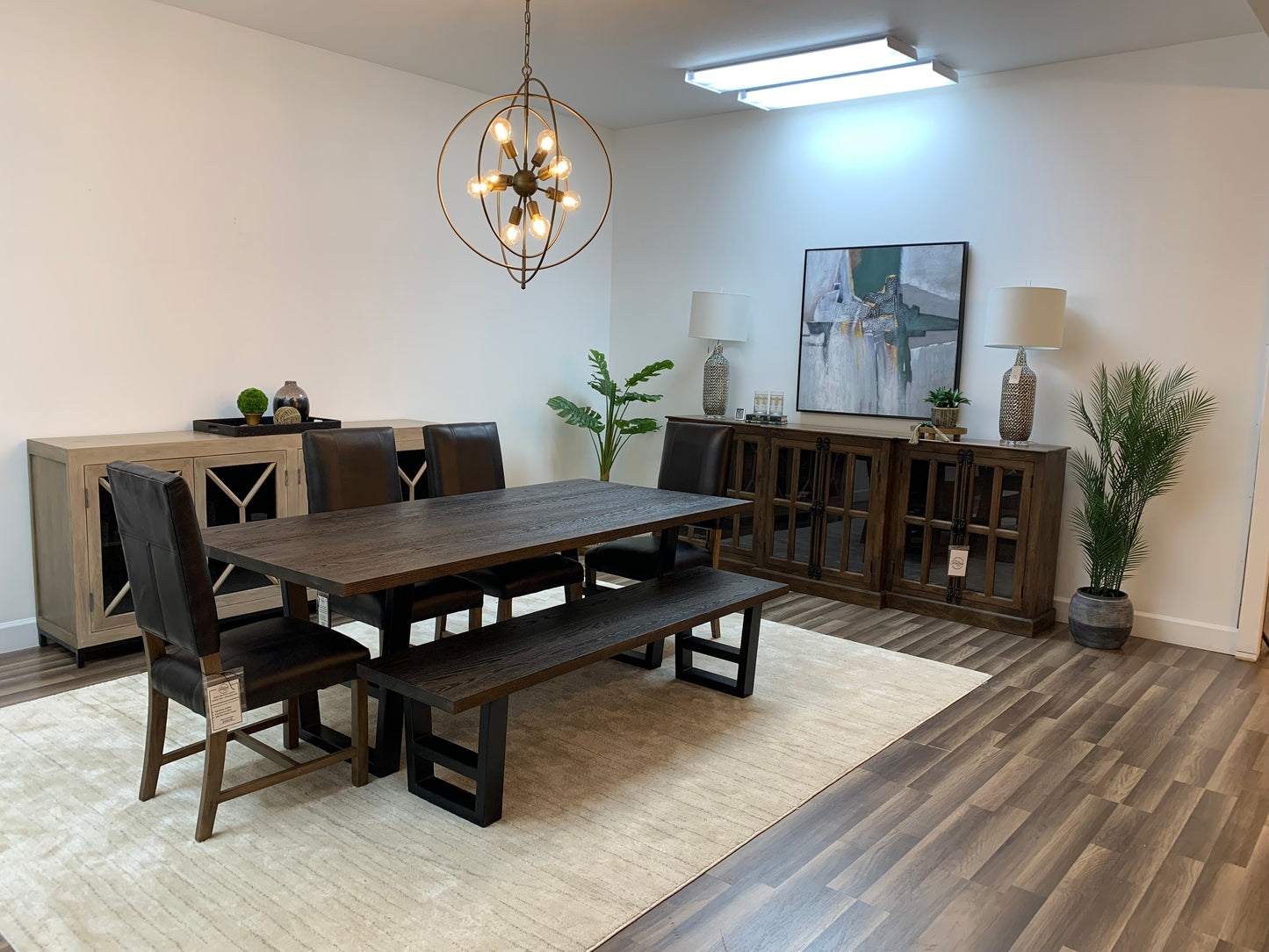 Wallace 84" Oak Dining Table - Sandblasted Black