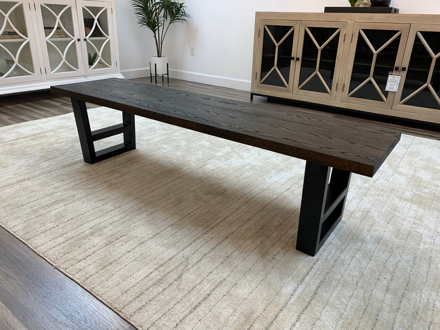 Wallace 72" Oak Dining Bench - Sandblasted Black