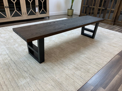 Wallace 72" Oak Dining Bench - Sandblasted Black