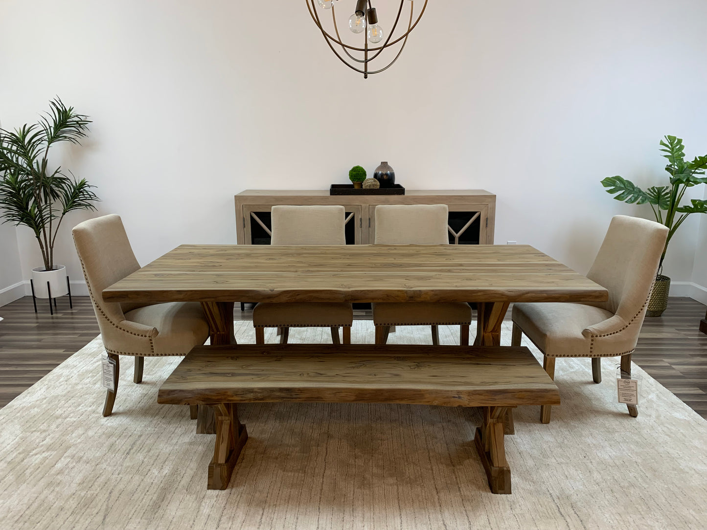 Bartholomew 84" Teak Live Edge Dining Table - Natural