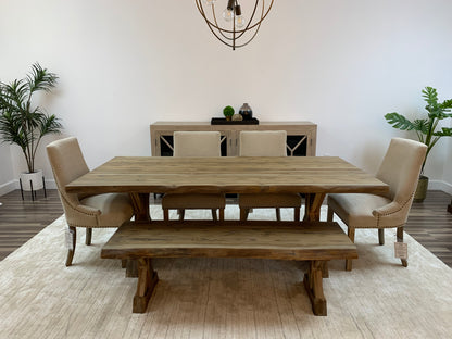 Bartholomew 84" Teak Live Edge Dining Table - Natural