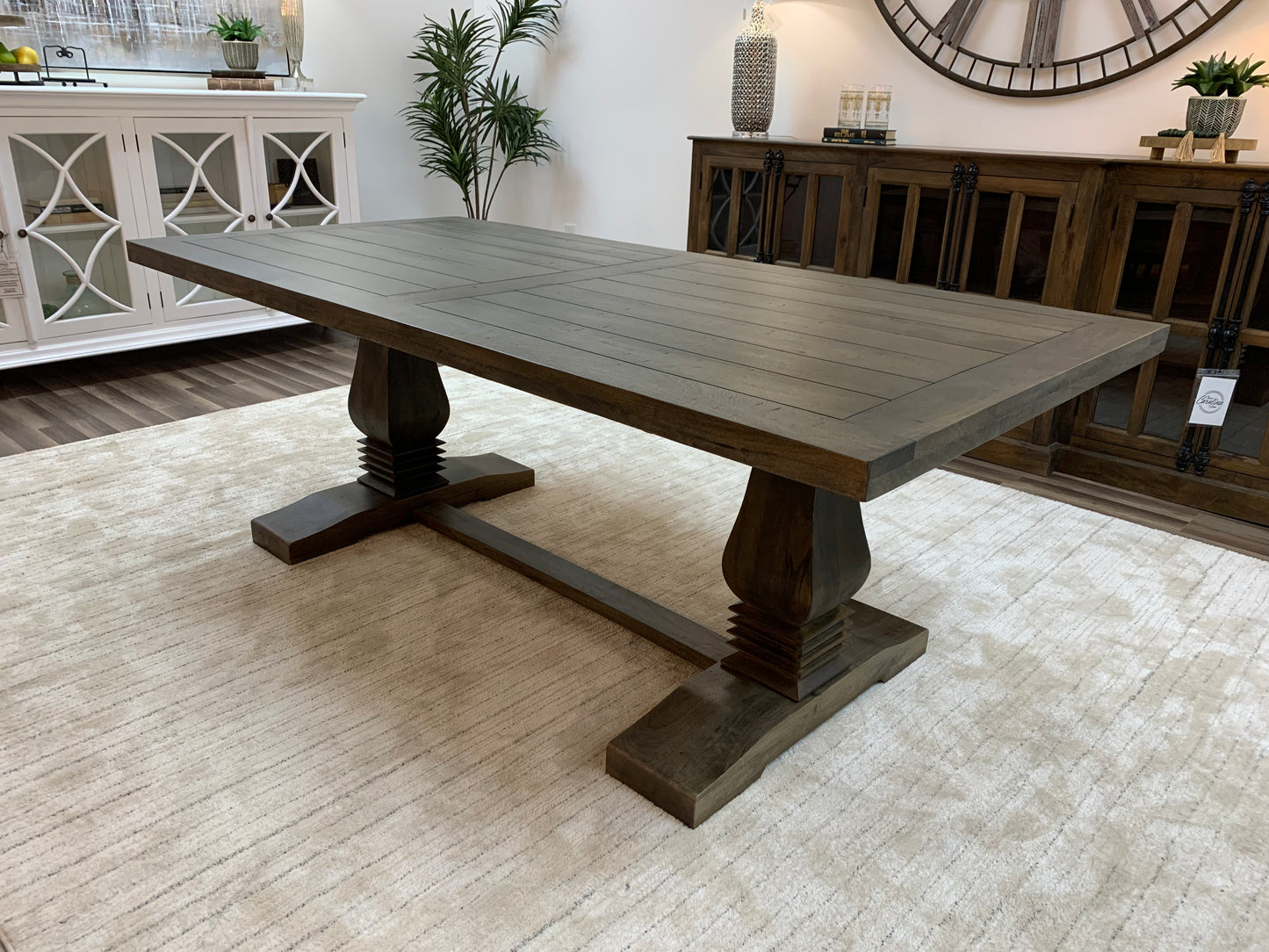 Constantine 84" Trestle Dining Table - Distressed Natural