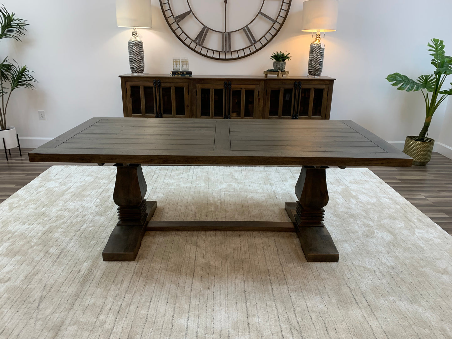 Constantine 84" Trestle Dining Table - Distressed Natural