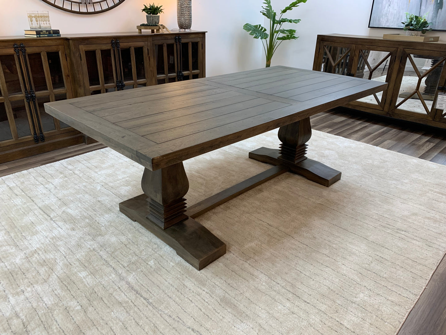 Constantine 84" Trestle Dining Table - Distressed Natural