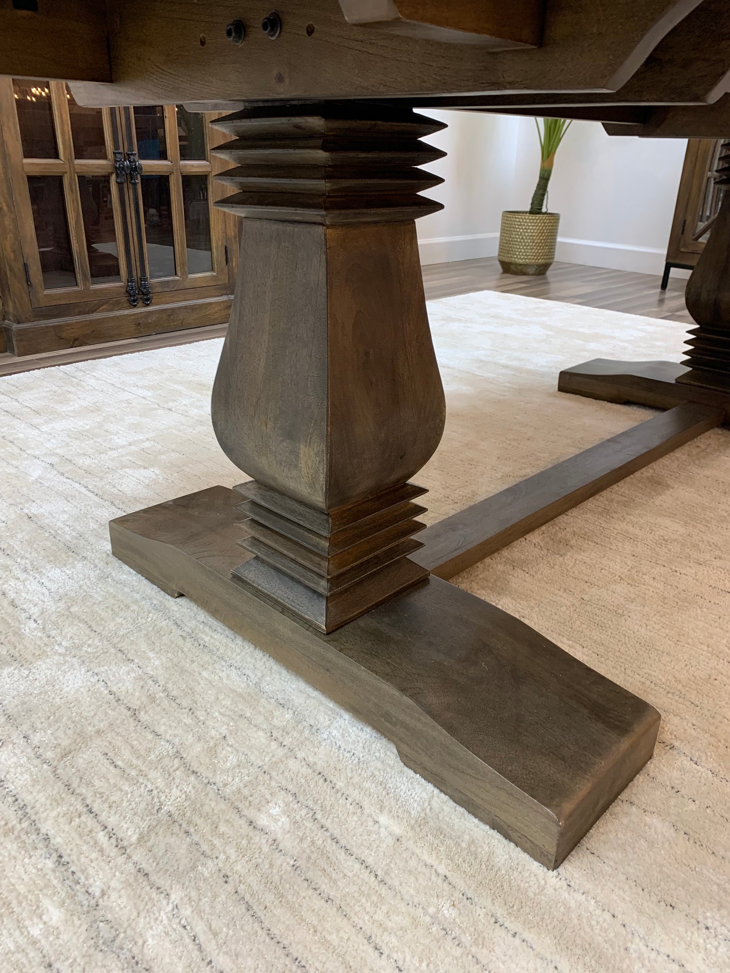 Constantine 84" Trestle Dining Table - Distressed Natural