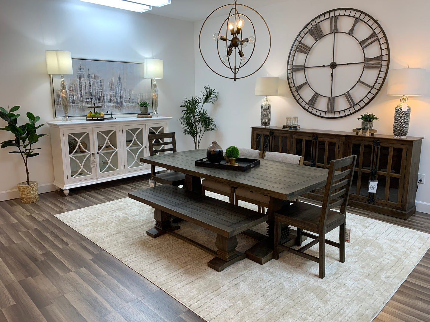 Constantine 84" Trestle Dining Table - Distressed Natural