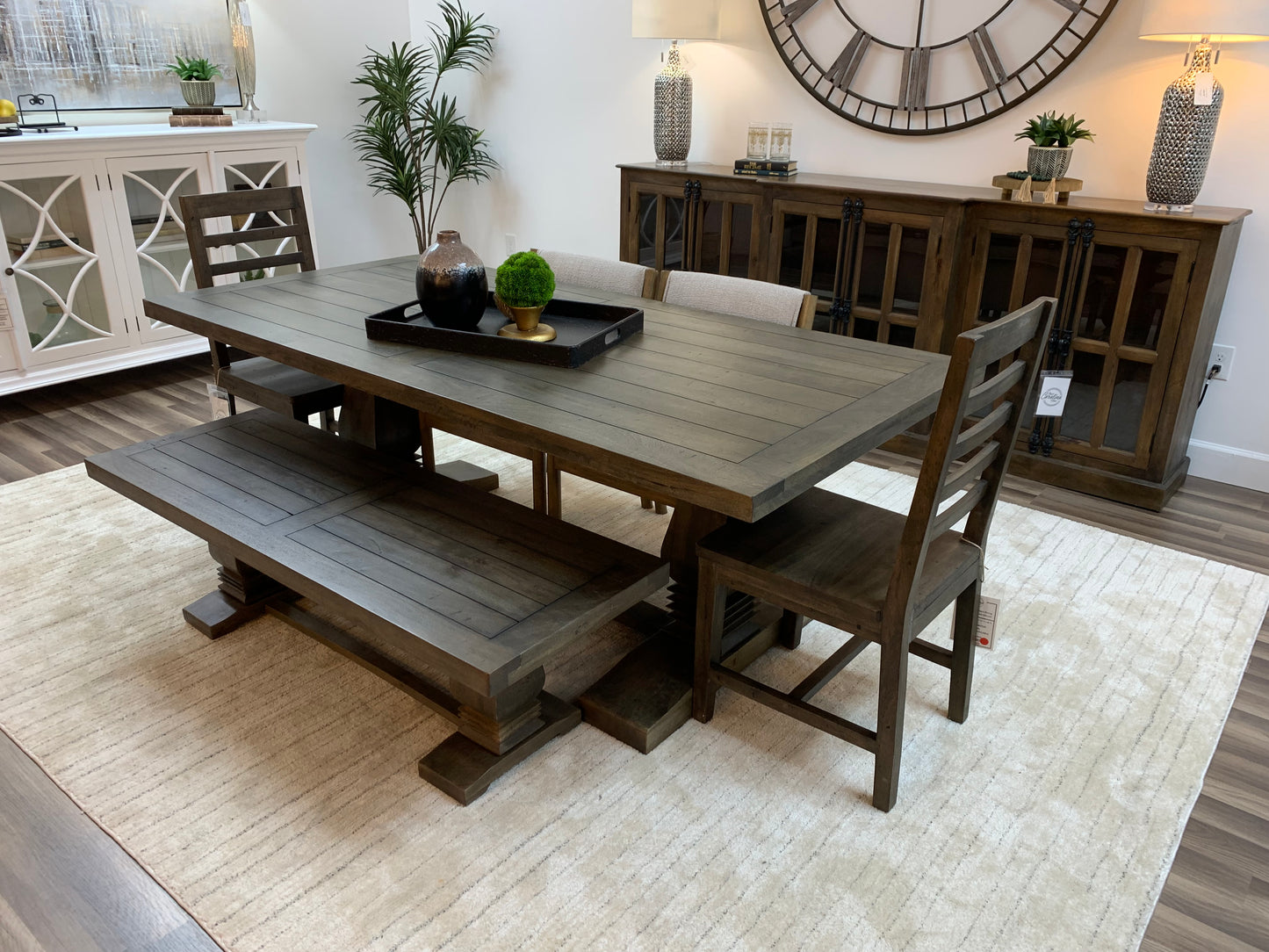 Constantine 84" Trestle Dining Table - Distressed Natural