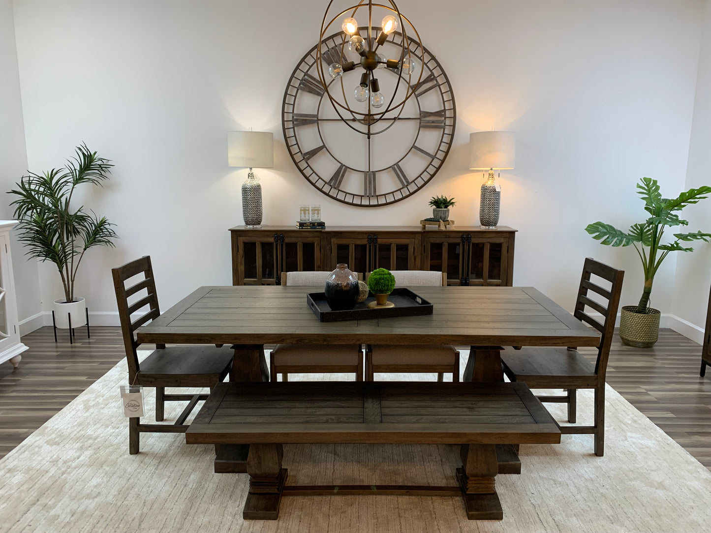 Constantine 84" Trestle Dining Table - Distressed Natural
