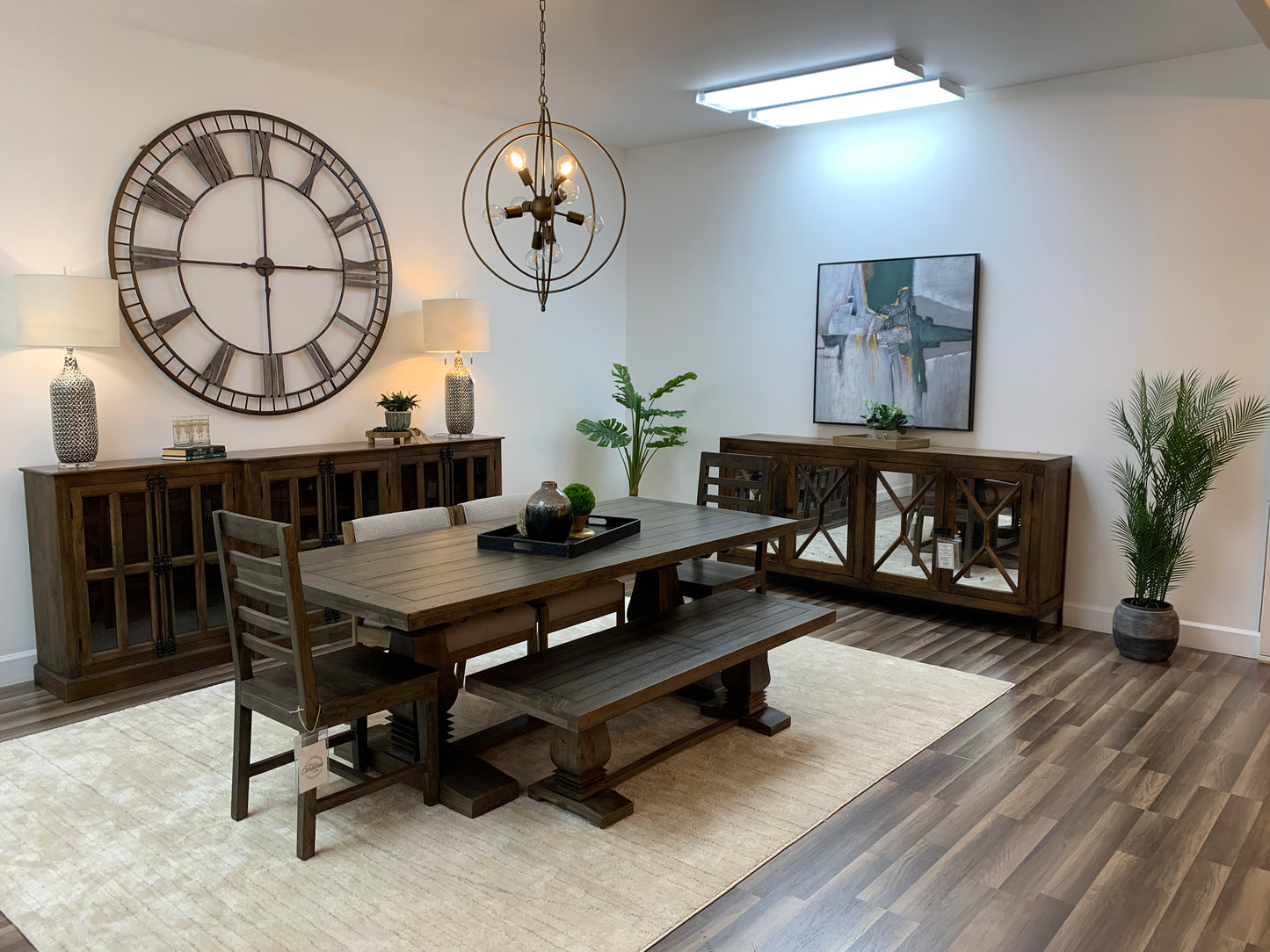 Constantine 84" Trestle Dining Table - Distressed Natural