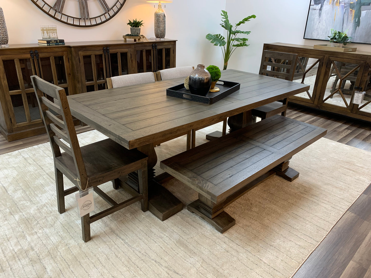 Constantine 84" Trestle Dining Table - Distressed Natural