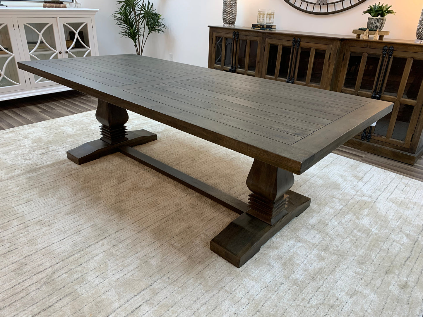 Constantine 96" Trestle Dining Table - Distressed Natural