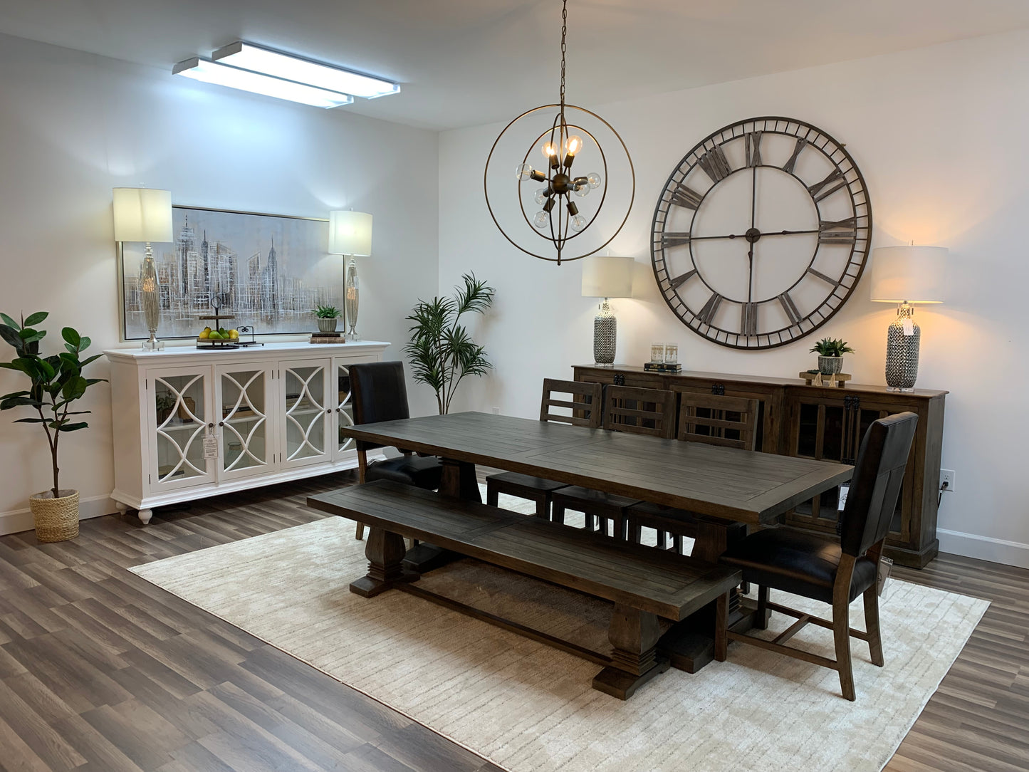 Constantine 96" Trestle Dining Table - Distressed Natural