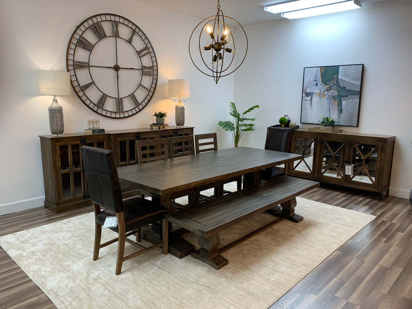 Constantine 96" Trestle Dining Table - Distressed Natural