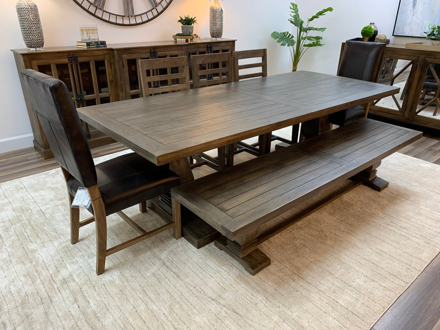 Constantine 96" Trestle Dining Table - Distressed Natural