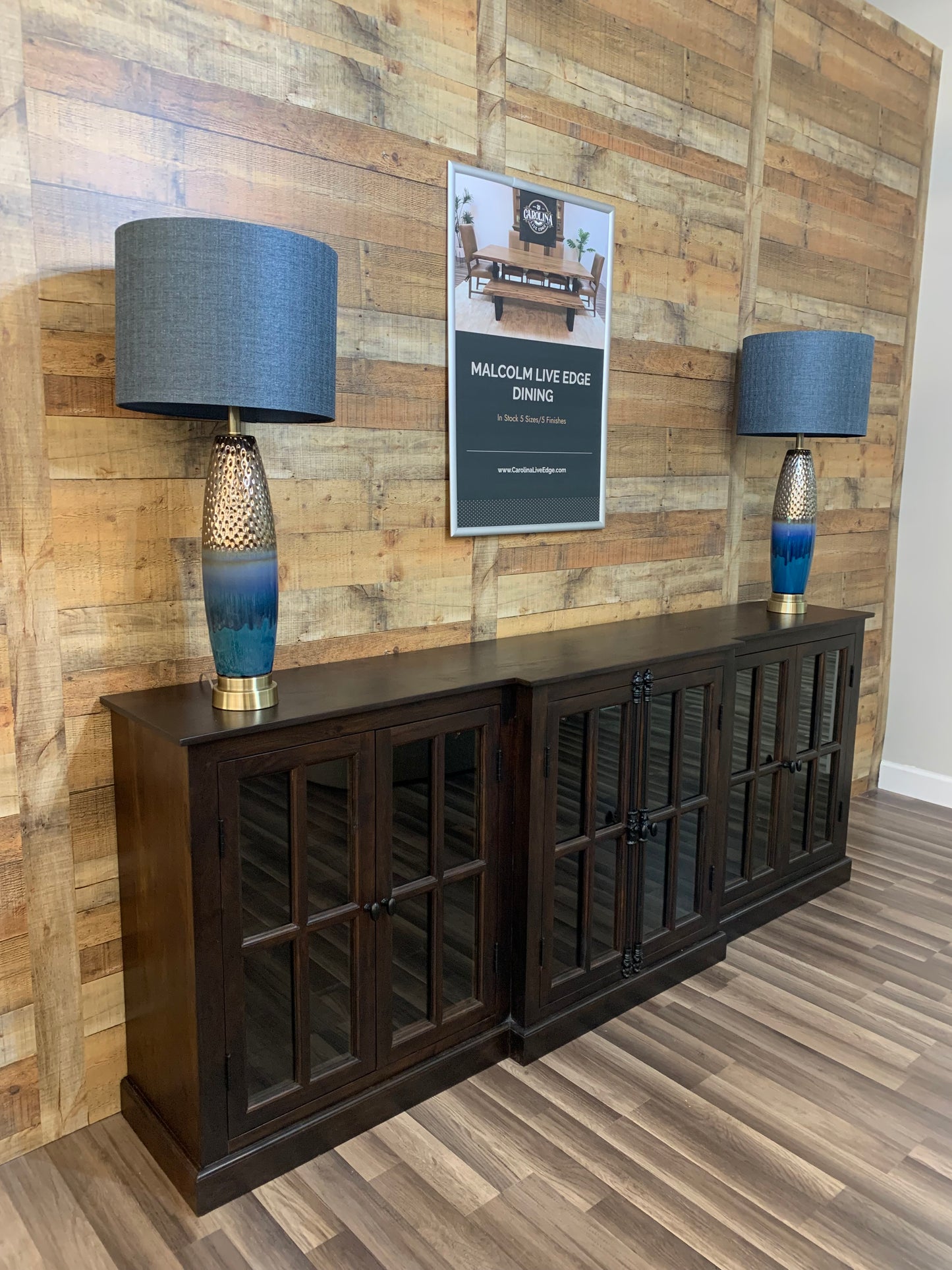 Billings 100" Breakfront 6 Door Sideboard - Natural + Black