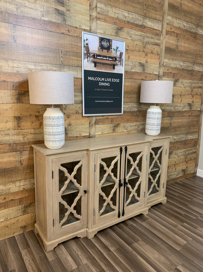 Charlene 72" Acacia 4 Door Breakfront Sideboard - New White Wash