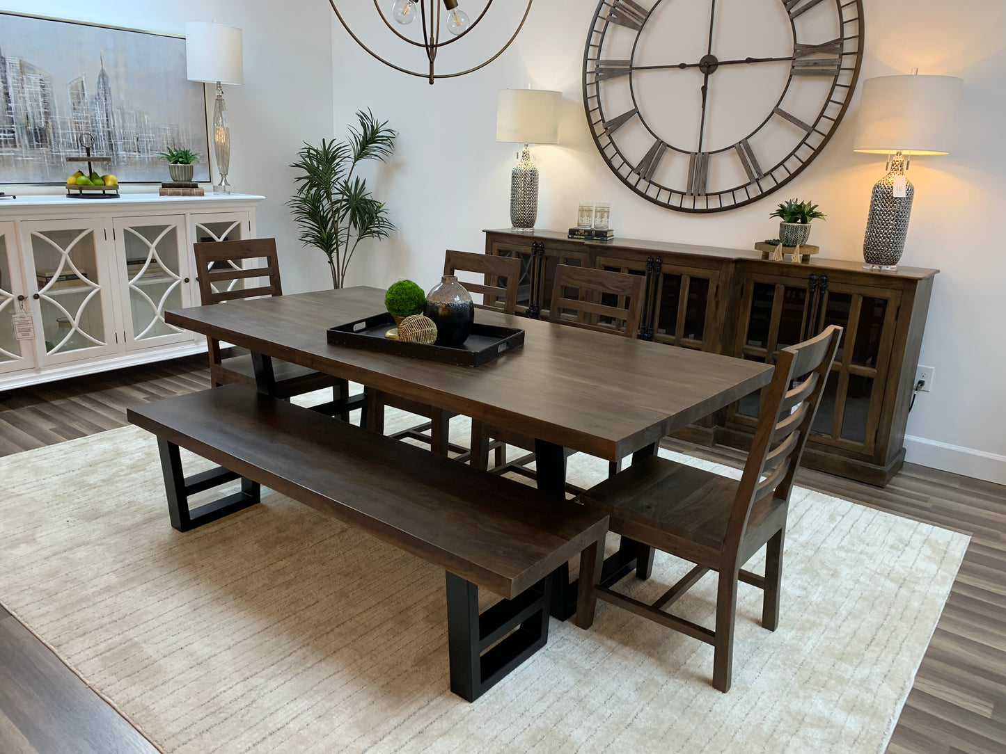 Maxwell Acacia 84" Dining Table - Natural + Smoke